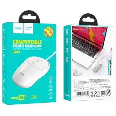 Дротова комп'ютерна миша USB Plug & Play Hoco GMI3 біла 2175498262 фото