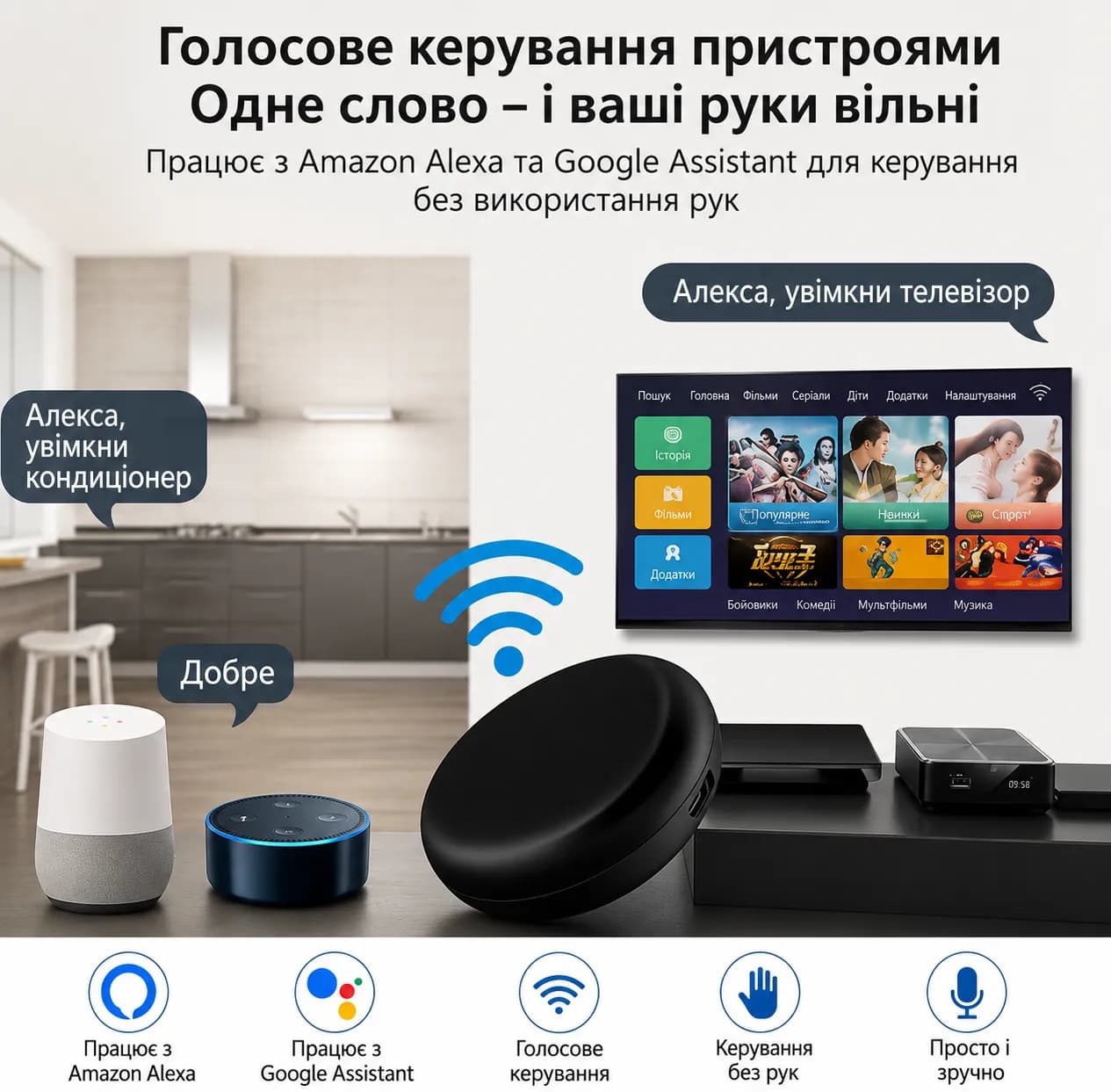 Tuya WiFi Універсальний ІЧ Пульт Дистанційного Керування Все в Одному для Керування Кондиціонером, Телевізором, DVD, Аудіо, Супутником, Розумний Дім з Голосовим Керуванням thumbnail 3
