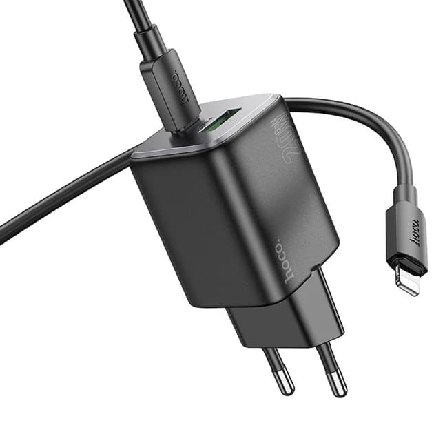 Зарядний пристрій Hoco N41 Almighty PD20W+QC3.0 + Type-C to Lightning Black thumbnail 4