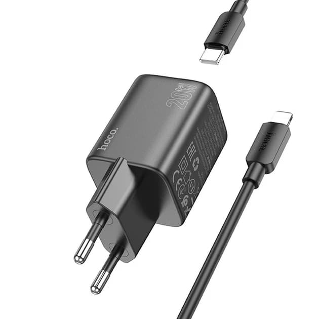 Зарядний пристрій Hoco N41 Almighty PD20W+QC3.0 + Type-C to Lightning Black thumbnail 3