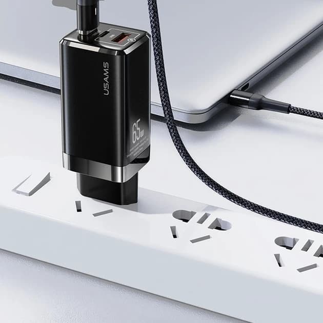 Зарядний пристрій Usams GaN Chip 65W (2 Type-С+USB) thumbnail 2