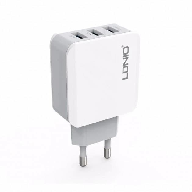 Зарядний пристрій для телефону, смартфона на 3USB + кабель MicroUSB Android LDNIO A3301 |3USB, 3.1 A| Білий thumbnail 4