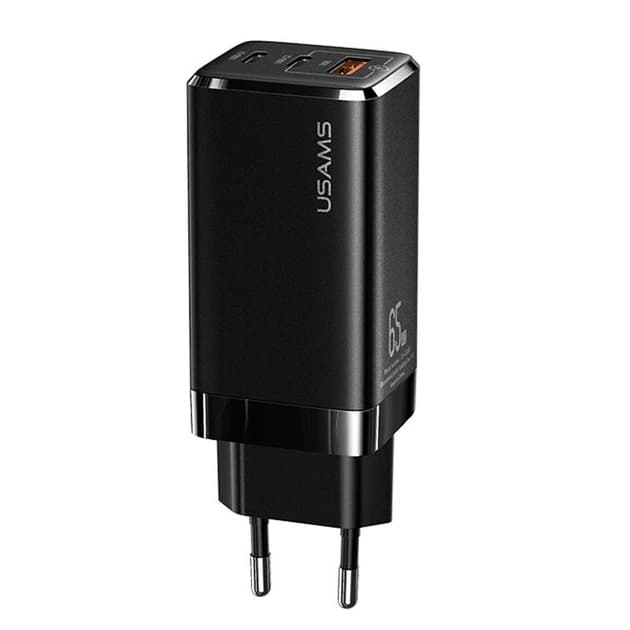 Зарядний пристрій Usams GaN Chip 65W (2 Type-С+USB)