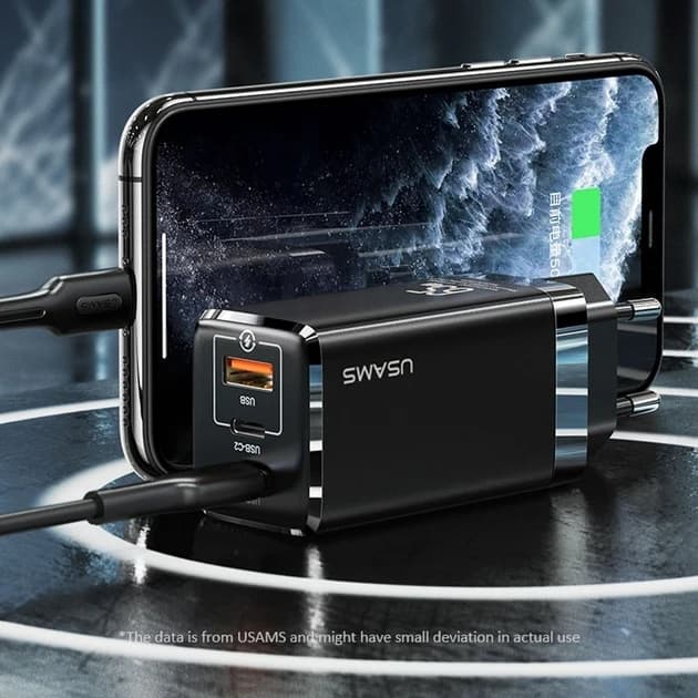 Зарядний пристрій Usams GaN Chip 65W (2 Type-С+USB) thumbnail 3
