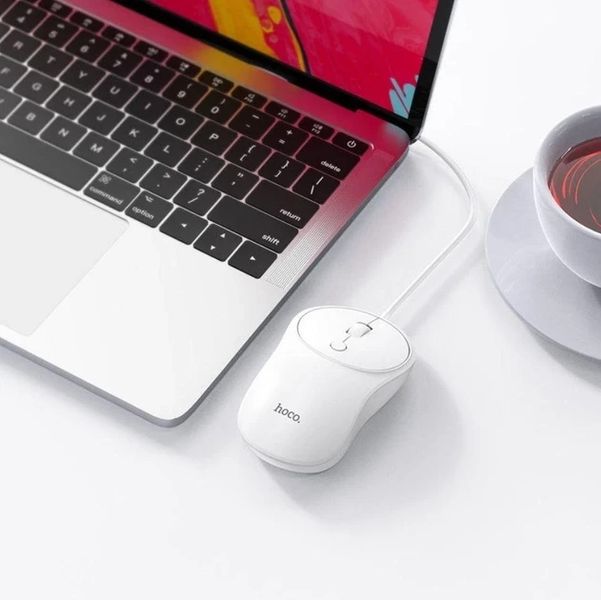 Проводная компьютерная мышь USB Plug & Play Hoco GMI3 белая 498076 фото