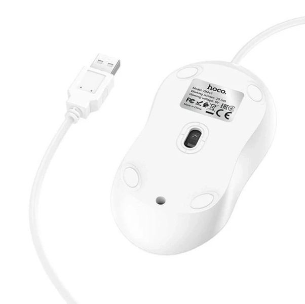 Проводная компьютерная мышь USB Plug & Play Hoco GMI3 белая 498076 фото