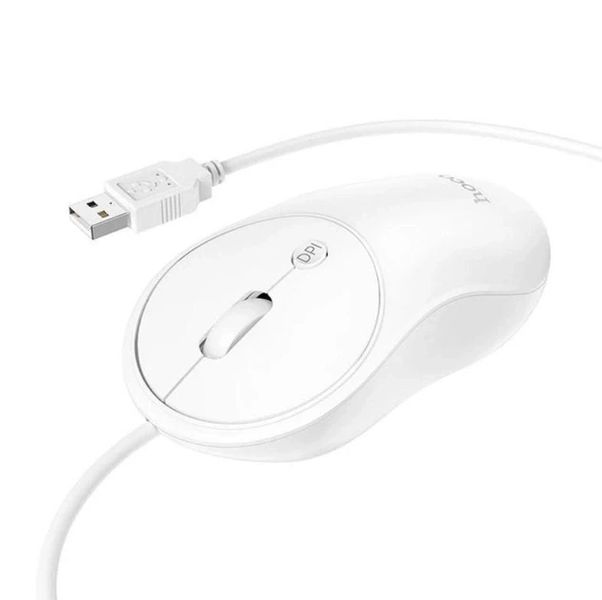 Проводная компьютерная мышь USB Plug & Play Hoco GMI3 белая 498076 фото