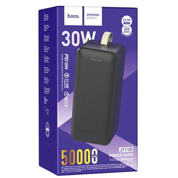 Павербанк Power Bank зі швидкою зарядкою HOCO J111D 50000mAh |2USB/Type-C, PD30W+QC3.0: Black 424568 фото