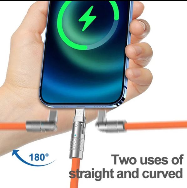 Кабель Usb Type-C для швидкої зарядки,1,5 метра,120Вт, 7А, з кутом повороту 180 градусів 677667 фото