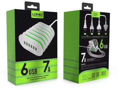 Сетевое зарядное устройство LDNio A6702 EU 6 USB, 7A White (A6702) 92 фото