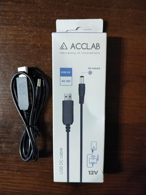 Кабель питания ACCLAB USB to DC 5.5 х 2.5 мм 12 В 1 A 1 м Черный BAZ4657 фото