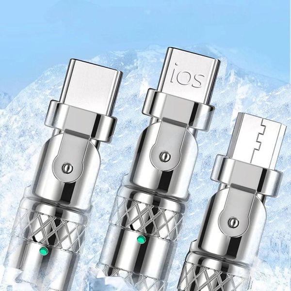 USB-кабель для быстрой зарядки, 1,2 м, 120 Вт, MicroUSB. Type-C.lightening 3 в 1,с поворотом на 180° 6579-0 фото