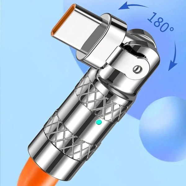 USB-кабель для быстрой зарядки, 1,2 м, 120 Вт, MicroUSB. Type-C.lightening 3 в 1,с поворотом на 180° 6579-0 фото