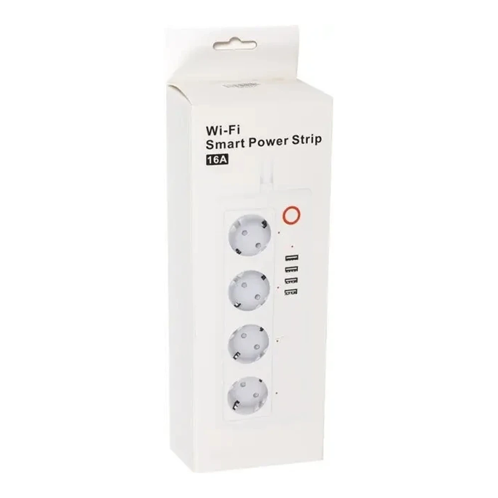 Мережевий фільтр TUYA Smart 1.8м, 16A, 4 розетки, 4xUSB, з вимикачем